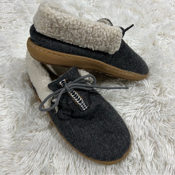 Pendleton Caravan Cabin Fold Gray Fur Sherpa Lined Slippers Women's Size 6 - Picture 1 of 11